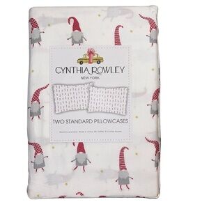 Cynthia Rowley Holiday Gnome Standard Pillowcases Set of 2 Christmas New